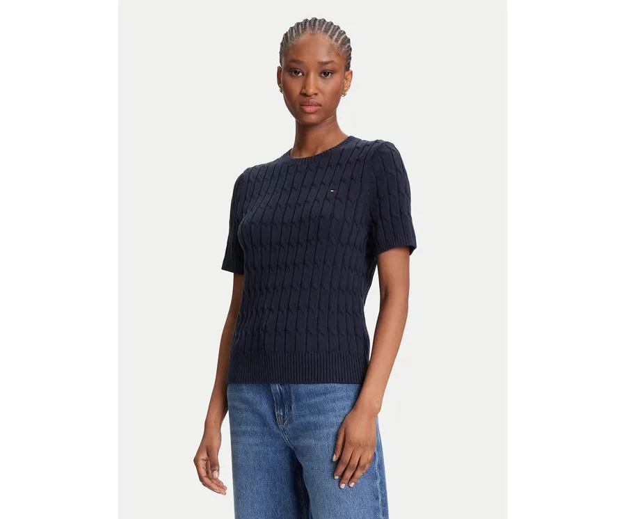 obrazek 1 Tommy Hilfiger Sweter WW0WW45656 Granatowy Regular Fit