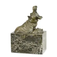 Picture A luxurious bronze sculpture of two hippos taking a bath