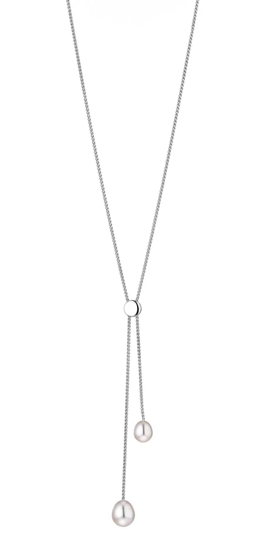 obrazek 1 Naszyjnik w stylu klasycznym z dwiema pięknymi białymi perłami słodkowodnymi wykonany z 925/ srebra