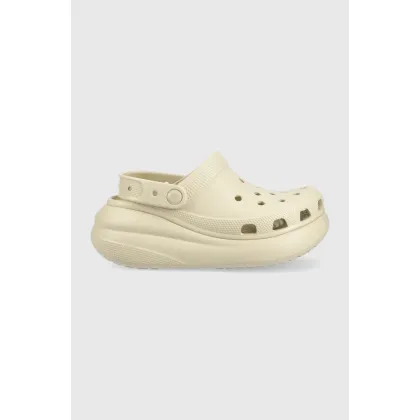 Zdjęcie Crocs klapki Classic Crush Clog damskie kolor beżowy na platformie 207521
