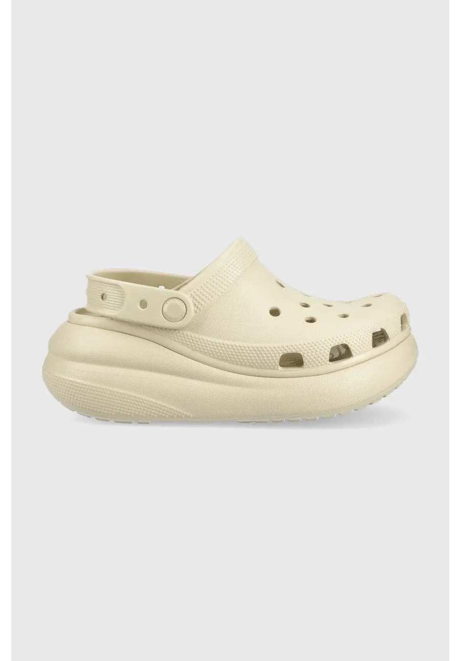 obrazek 1 Crocs klapki Classic Crush Clog damskie kolor beżowy na platformie 207521