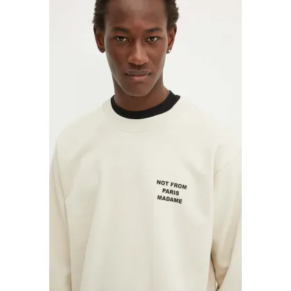 Zdjęcie Drôle de Monsieur bluza bawełniana męska kolor beżowy z nadrukiem PERM.SW149.CO127 Le Sweatshirt Slogan