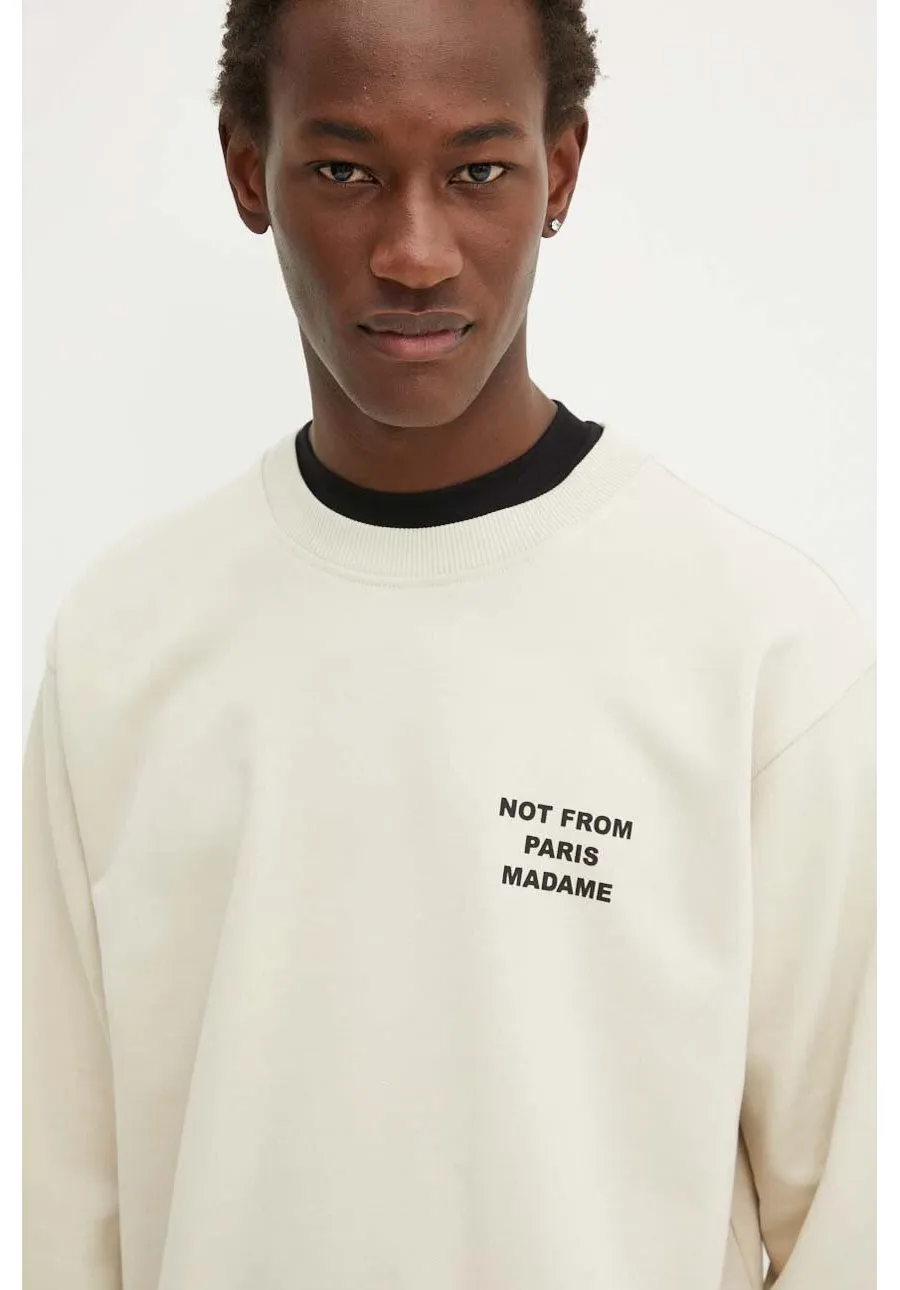 obrazek 1 Drôle de Monsieur bluza bawełniana męska kolor beżowy z nadrukiem PERM.SW149.CO127 Le Sweatshirt Slogan