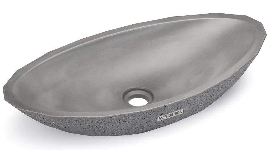 obrazek 2 Elegancka umywalka 60 cm DIAMOND SANDBLASTED – średnioszary, bez dekoru, lakier matowy