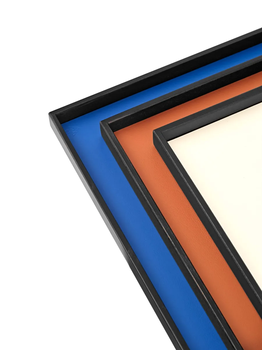 obrazek 2 Taca Mondo 30x30xH3 cm wykonana ze skóry w kolorze błękitu Majorelle