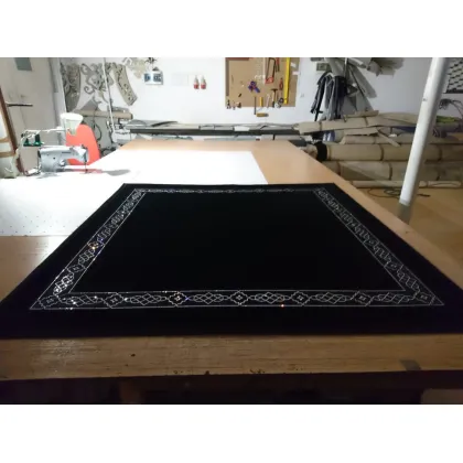 Picture Black fur rug with Classic crystals 190x190 cm