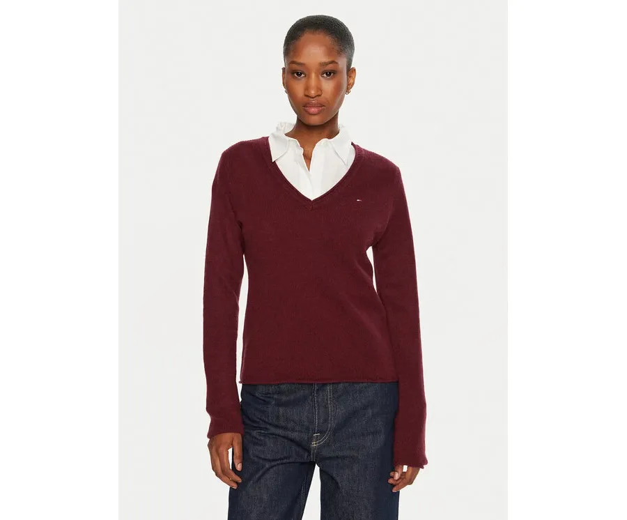 obrazek 1 Tommy Hilfiger Sweter WW0WW43505 Bordowy Regular Fit