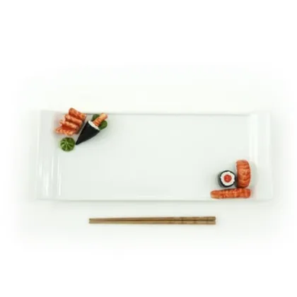 Zdjęcie Wąska zdobiona taca na sushi - Le Ceramiche