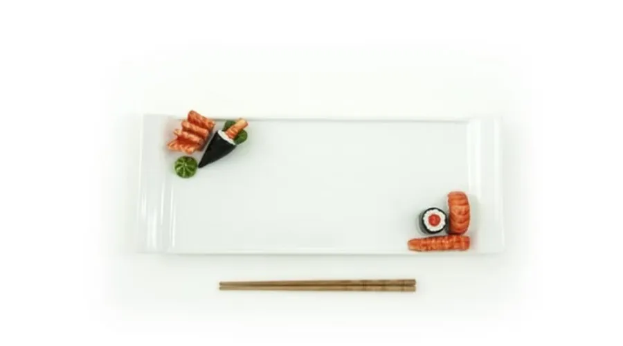 obrazek 1 Wąska zdobiona taca na sushi - Le Ceramiche