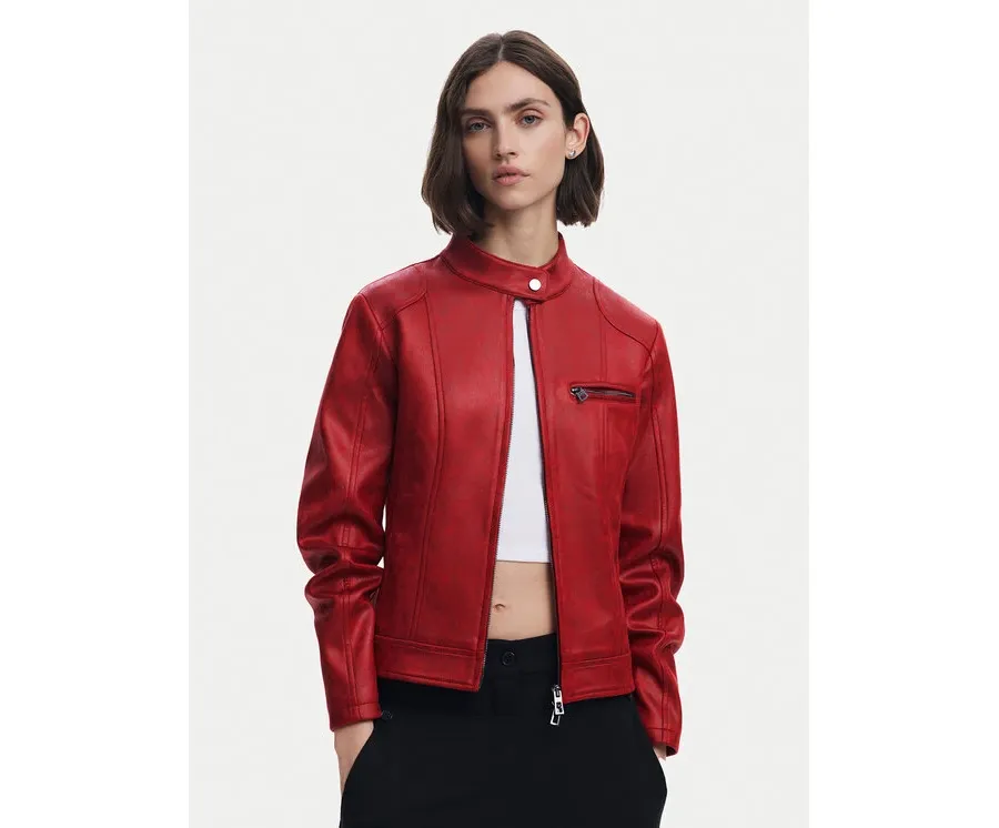obrazek 1 Desigual Kurtka skórzana 25SWEW46 Czerwony Regular Fit