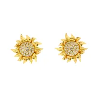 Picture Silver earrings plated with 18-carat gold. White zircons
