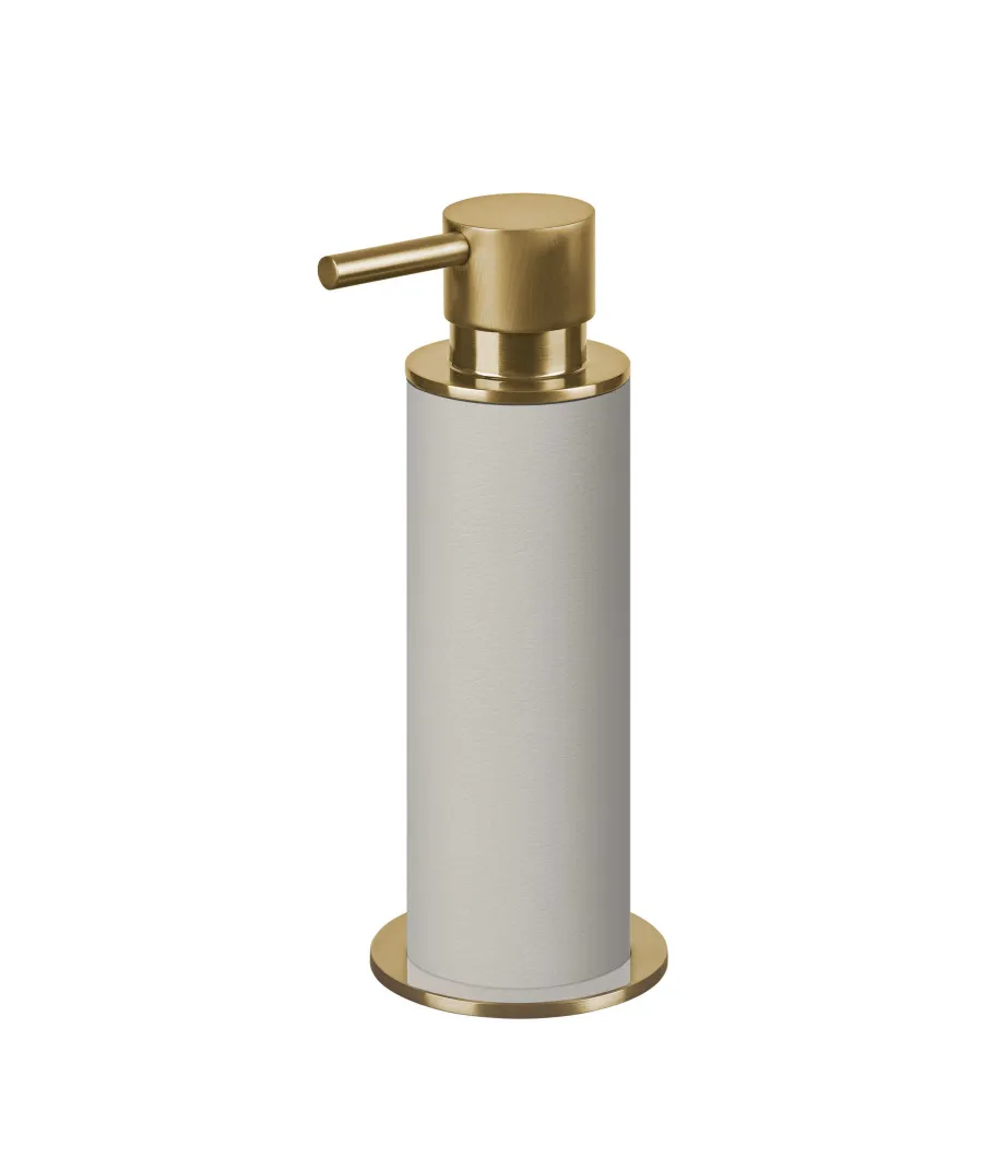 obrazek 1 Dozownik do łazienki Ø7xH19 cm – złocony w kolorze perłowym