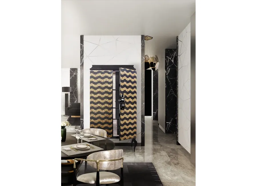 picture 13 Luxurious two-door wardrobe with a golden leaf finish