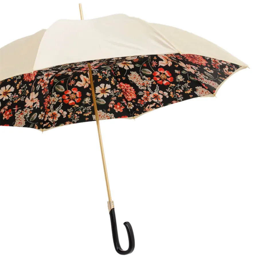 obrazek 8 Piękny stylowy parasol damski w kolorze kremowym zdobiony motywem kwiatowym – Pasotti