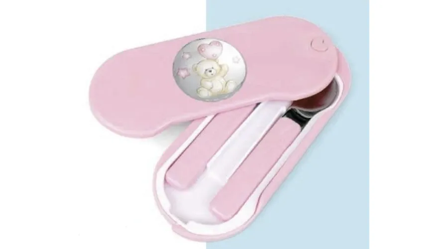 obrazek 1 Stylowy zestaw sztućców dla dziecka w niebieskim plastikowym pudełku