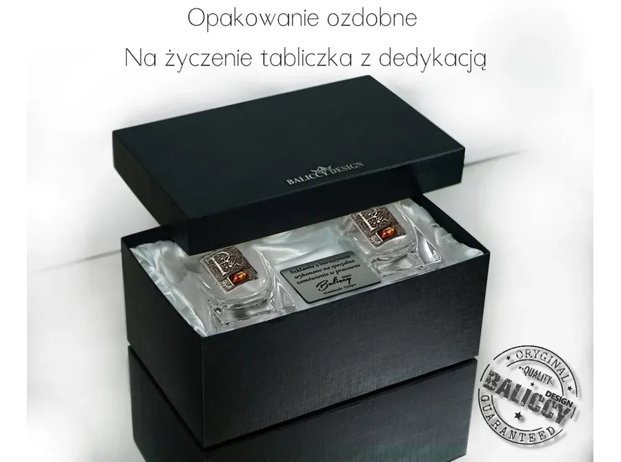 obrazek 7 Szklanka do whisky Quadro bursztyn inicjały