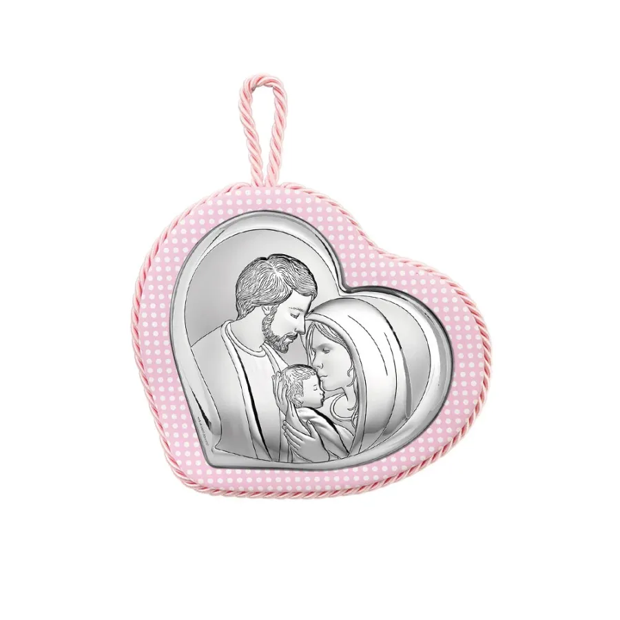 obrazek 1 Stylowa różowa zawieszka na łóżeczko dziecięce w kształcie serca