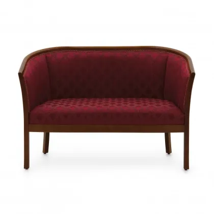 Zdjęcie Czerwona elegancka sofa o strukturze drewna bukowego - Sevensedie