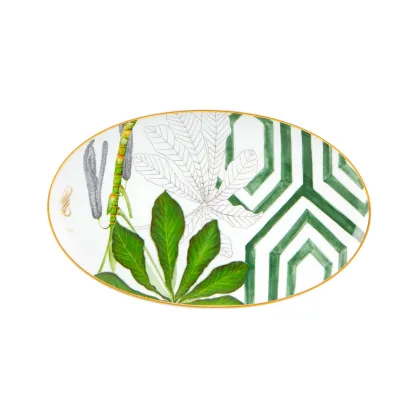 Zdjęcie Mały owalny talerz z porcelany Amazōnia z ozdobnym roślinnym motywem - Vista Alegre