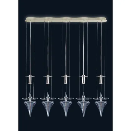 Zdjęcie Szykowna wisząca lampa na 5 światełek ze szkła Murano w kolorze bieli lub kryształu