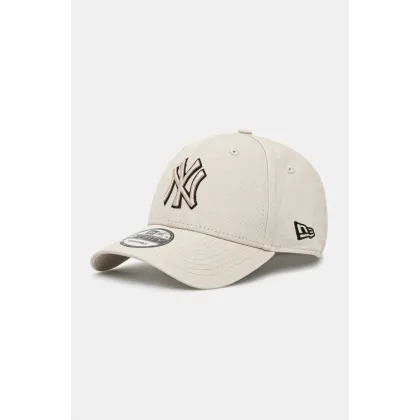Zdjęcie New Era czapka z daszkiem bawełniana kolor beżowy gładka 60595199
