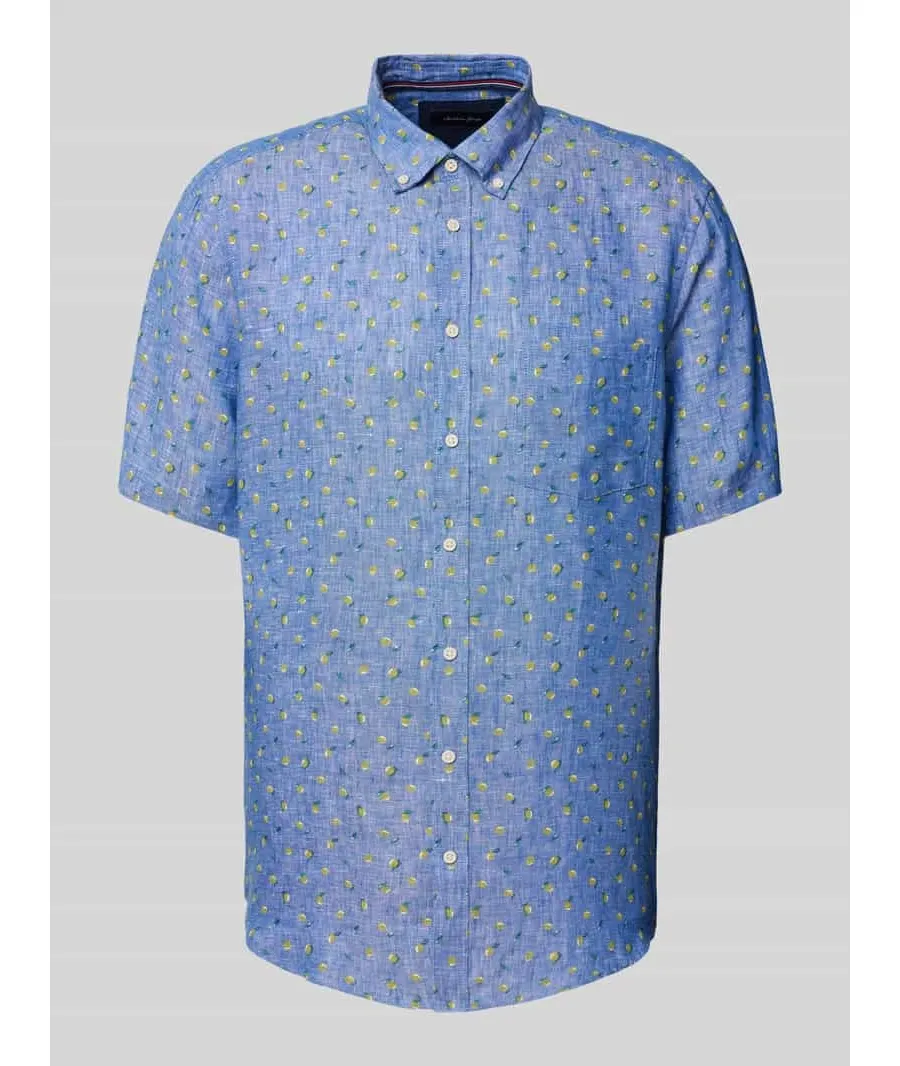 obrazek 1 Koszula casualowa o kroju regular fit z lnu z kołnierzykiem typu button down