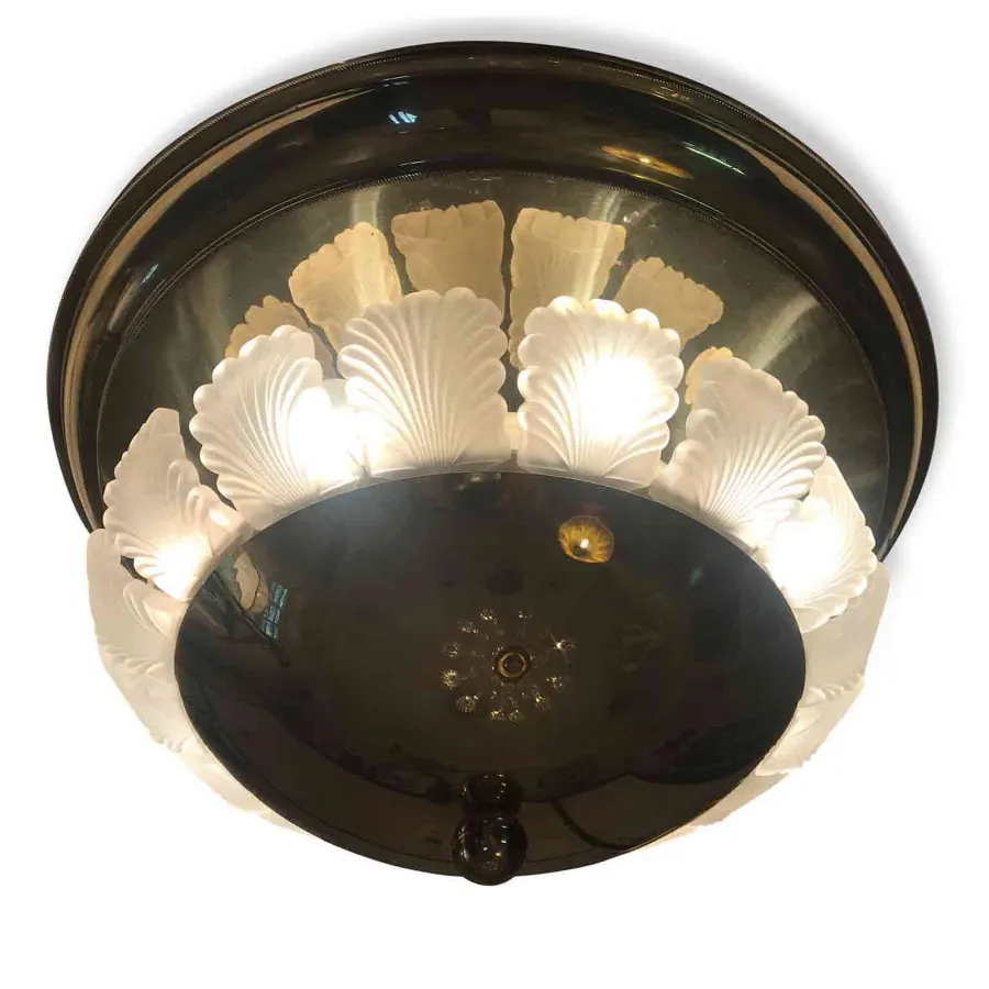 obrazek 1 Vintage 8-punktowa lampa sufitowa z mosiężnej płyty