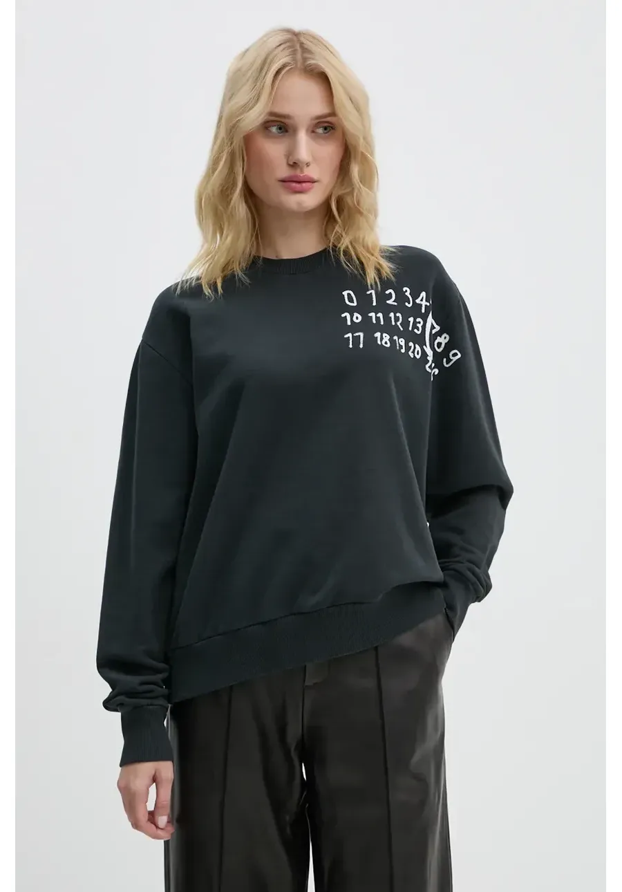 obrazek 1 MM6 Maison Margiela bluza bawełniana damska kolor czarny z nadrukiem S62GU0132.M25004