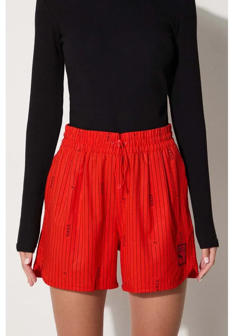 obrazek 1 Puma szorty treningowe x VOGUE damskie kolor czerwony wzorzyste high waist 534693-95