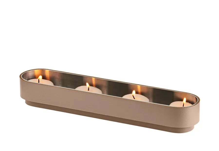 obrazek 1 Skórzany uchwyt na świeczki w wyjątkowym kolorze cappuccino