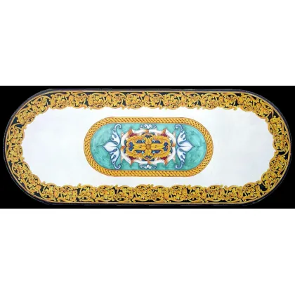 Zdjęcie Elegancki blat do ogrodu wykonany z lawy zdobiony pięknym roślinnym ornamentem - Ceramiche Valchida