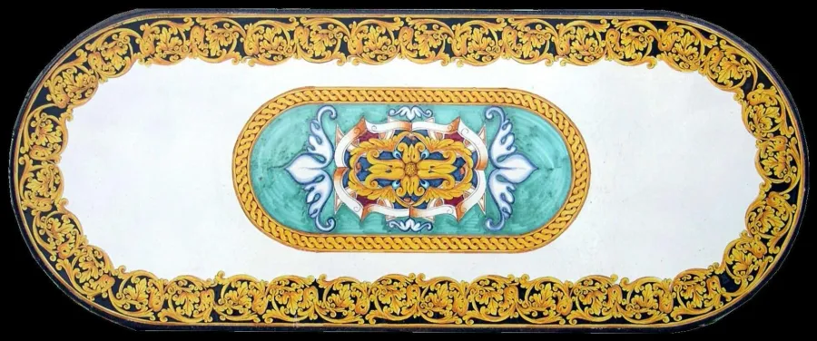 obrazek 1 Elegancki blat do ogrodu wykonany z lawy zdobiony pięknym roślinnym ornamentem - Ceramiche Valchida