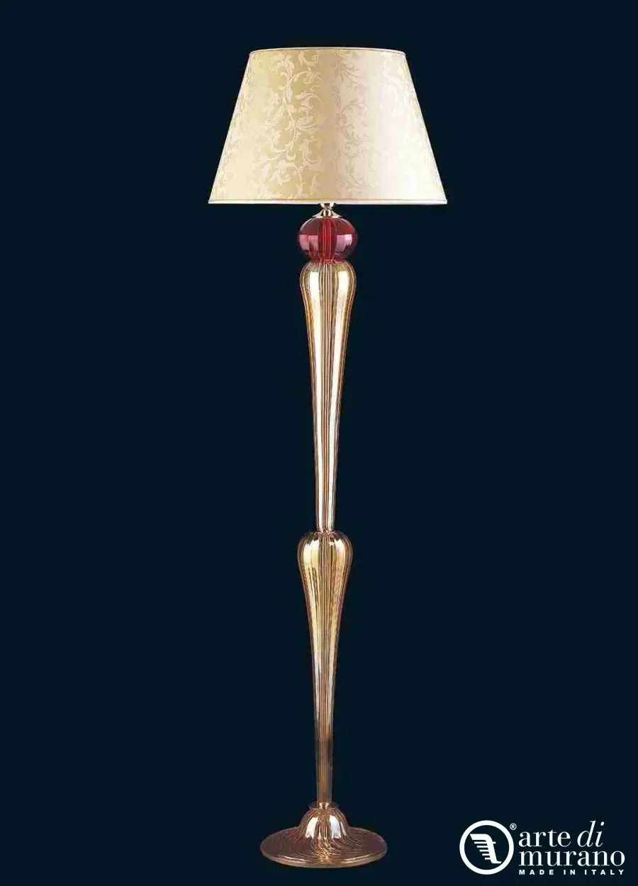obrazek 1 Szykowna czerwona lampa podłogowa ze szkła Murano