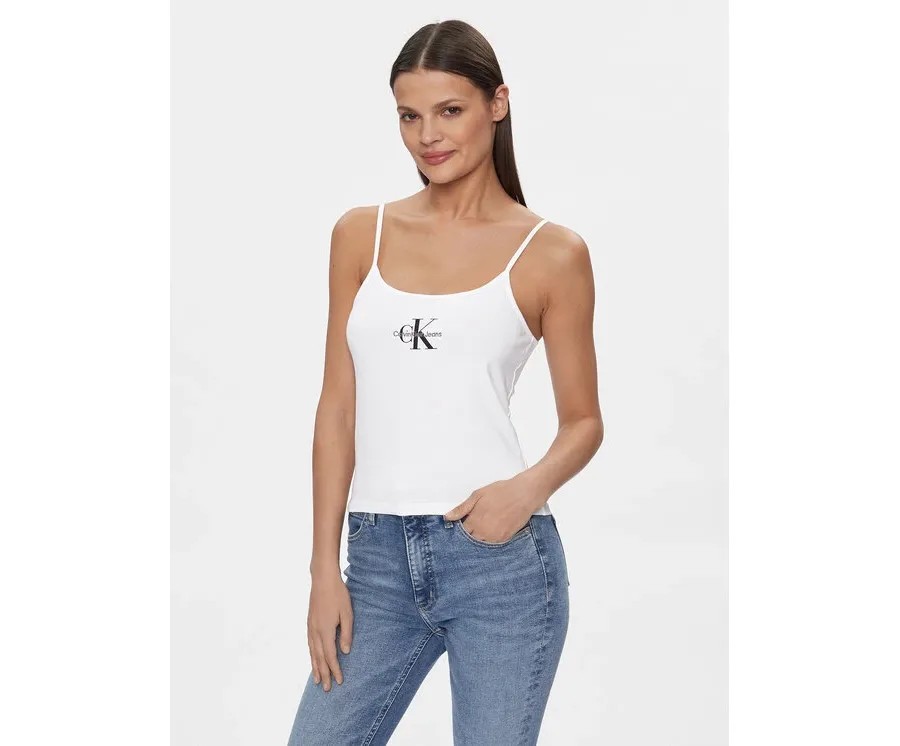 obrazek 1 Calvin Klein Jeans Top Monologo J20J223105 Biały Slim Fit