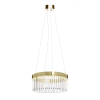 Picture Stylish gold ring chandelier with LEDs and transparent glass trifaces - Il Paralume Marina