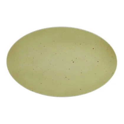 Zdjęcie Duży owalny płaski talerz z porcelany 40x25,5 cm w kolorze oliwki - Seltmann Weiden