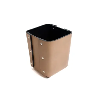 Picture Stylish leather office container for pencils and pens