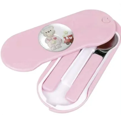 Picture Stylish children's cutlery set in a pink box