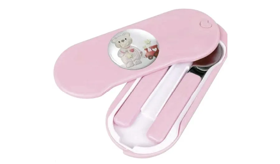 obrazek 1 Stylowy dziecięcy zestaw sztućców w różowym pudełku