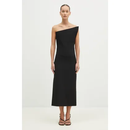 Zdjęcie Sportmax sukienka z domieszką wełny Angolo1234 kolor czarny midi dopasowana 2422226123600