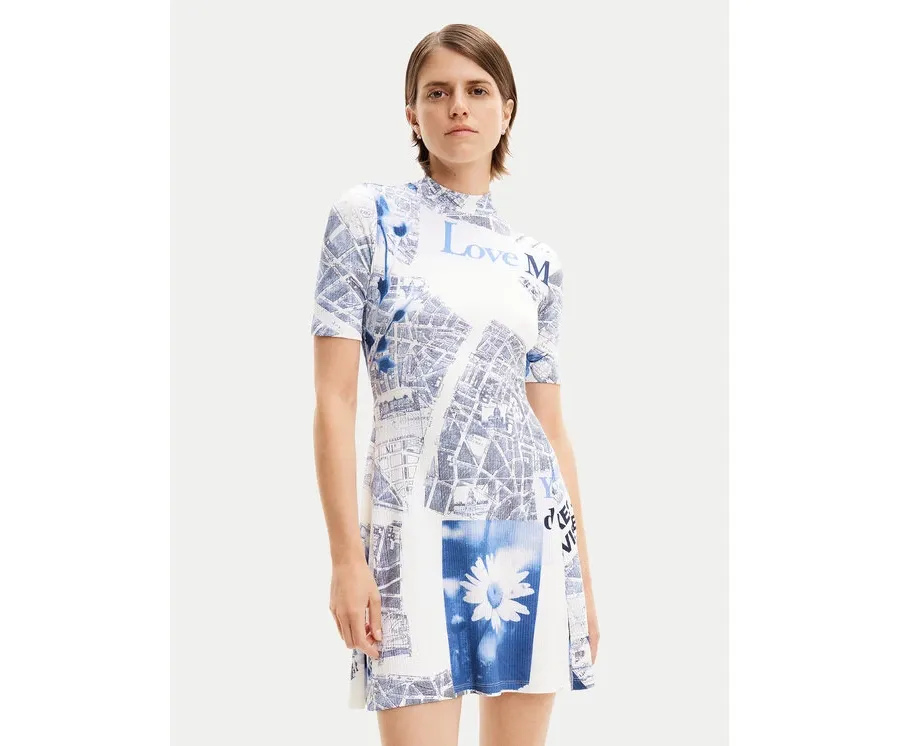 obrazek 1 Desigual Sukienka codzienna MONSIEUR CHRISTIAN LACROIX Clavelitos 24SWVK54 Niebieski Regular Fit