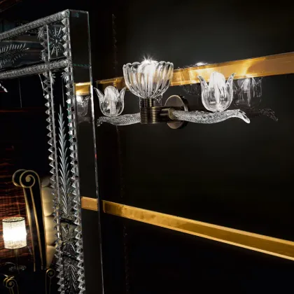 Zdjęcie Elegancki kinkiet AD22/3 ze szkła i mosiądzu