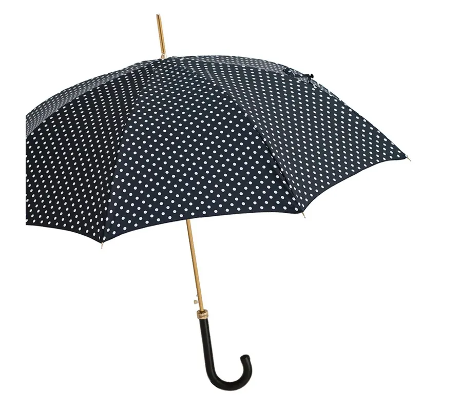 obrazek 6 Piękny czarny parasol damski w białe kropki – Pasotti