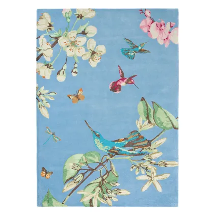 Zdjęcie Prestiżowy niebieski dywan w kwiaty - HUMMINGBIRD 37808