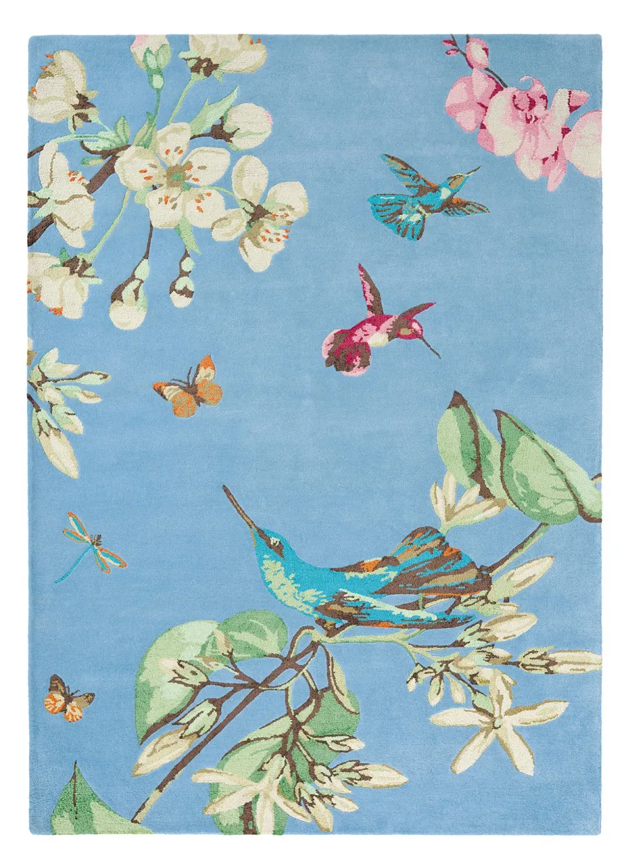obrazek 1 Prestiżowy niebieski dywan w kwiaty - HUMMINGBIRD 37808
