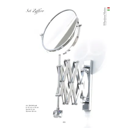 Zdjęcie Lustro ścienne z powiększeniem (2×) z mosiądzu krome z elementami Swarovskiego o nowoczesnym wzornictwie - Il Paralume Marina