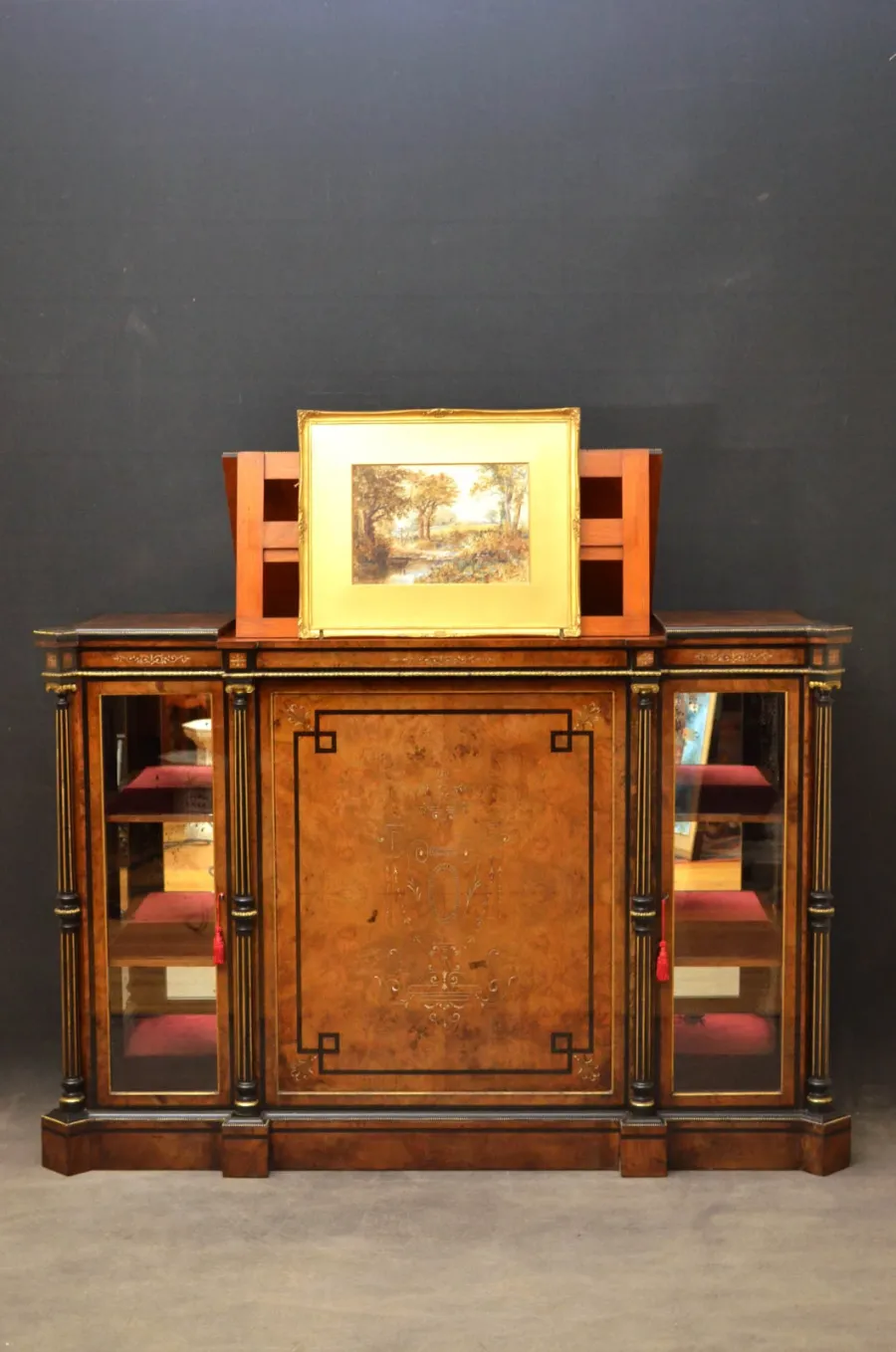 obrazek 7 Wyjątkowy kredens - orzech włoski, heban - antyk