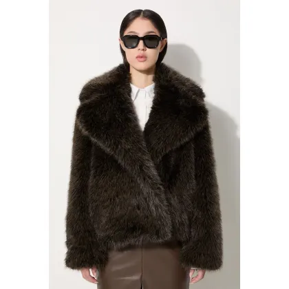 Zdjęcie Kenzo kurtka Short Fake Fur Blouson damska kolor czarny zimowa FE62BL1869FP.90