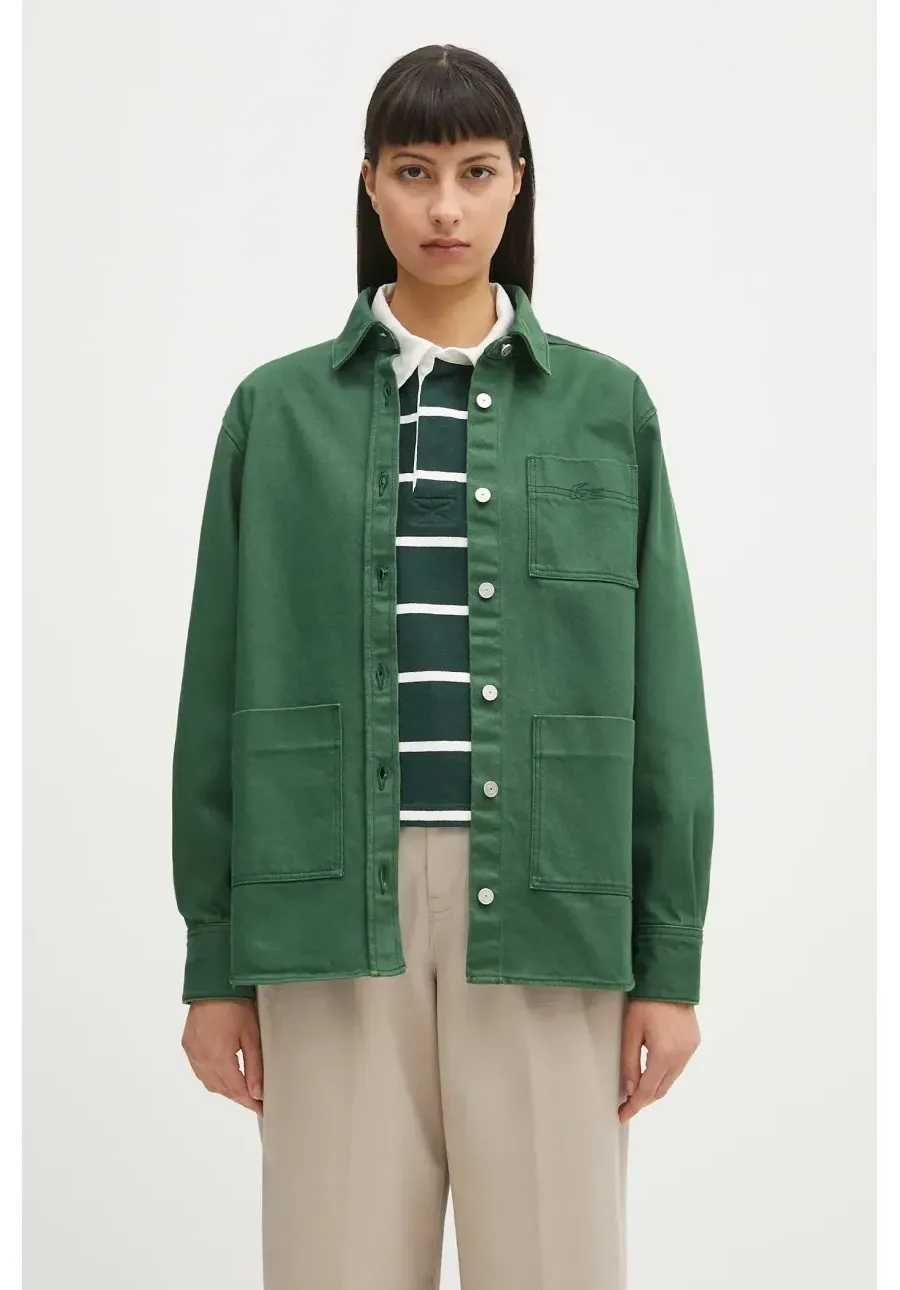 obrazek 1 Lacoste koszula jeansowa damska kolor zielony przejściowa BF2125