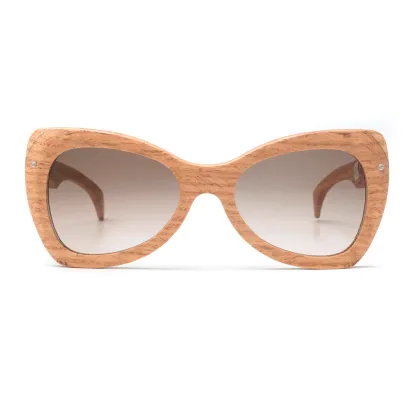 Zdjęcie Damskie, drewniane okulary o kształcie wstążki - Legno Light